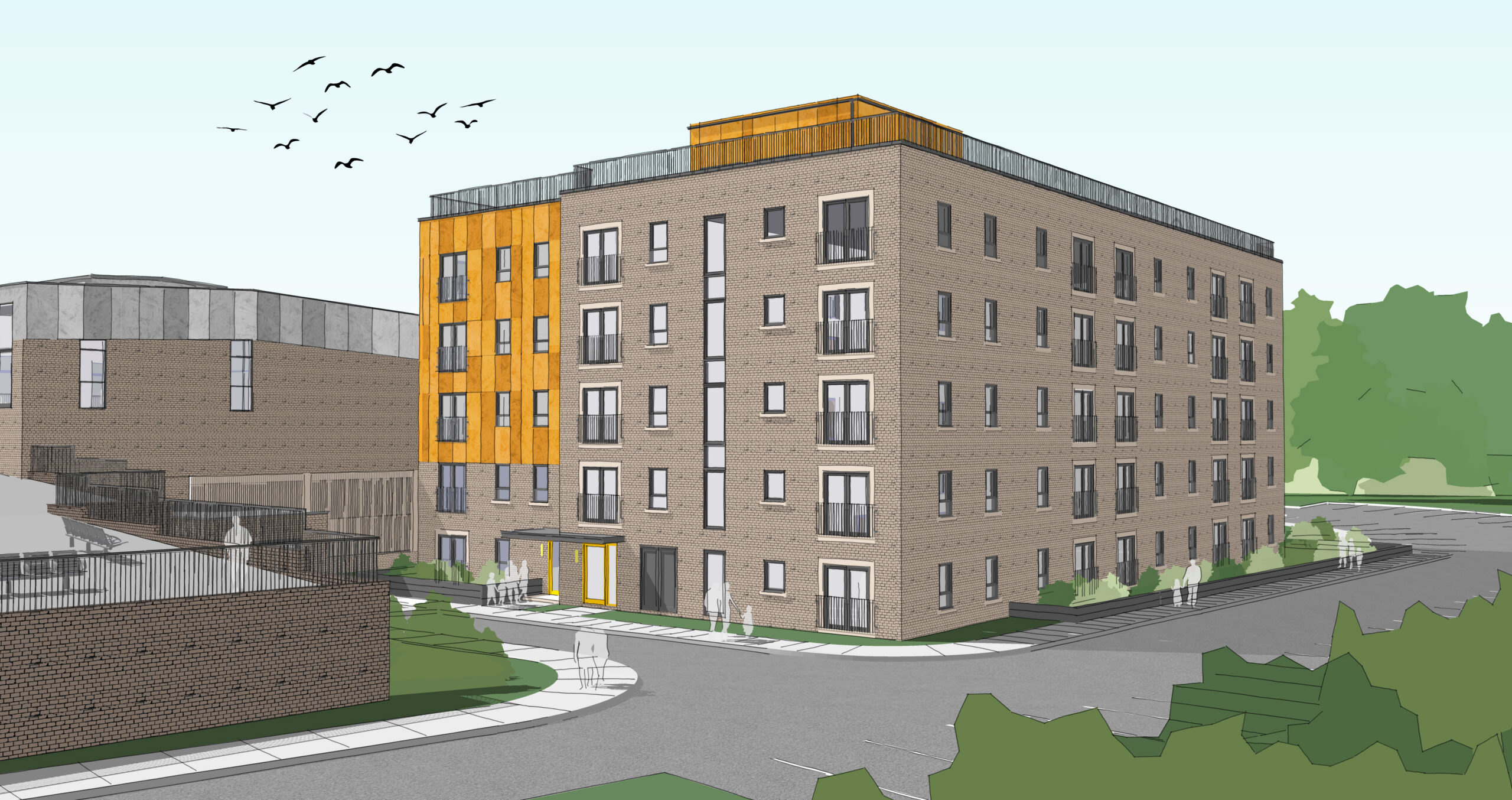 CGI image of the 'Big Shed' development in Tonypandy.