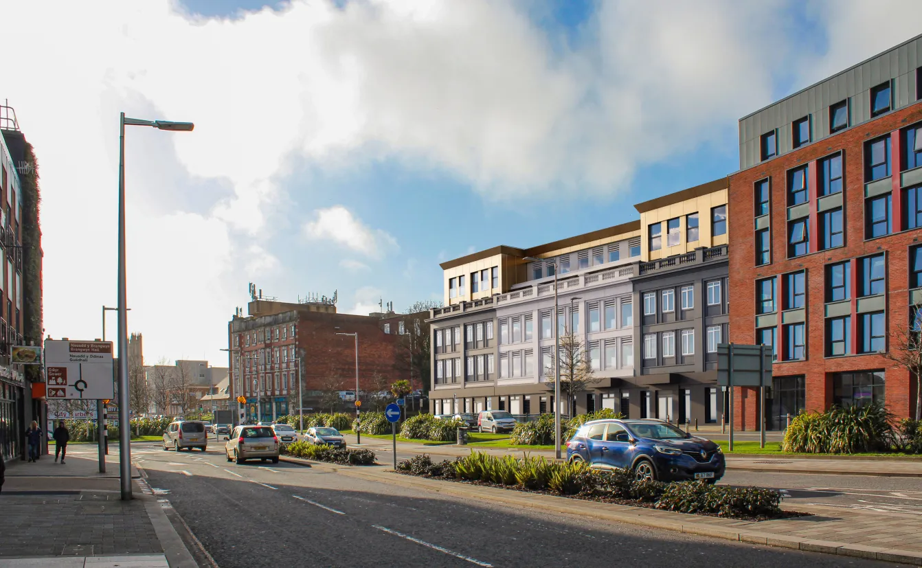 CGI of Ty Menyn proposed design upon completed, street scene from The Kingsway