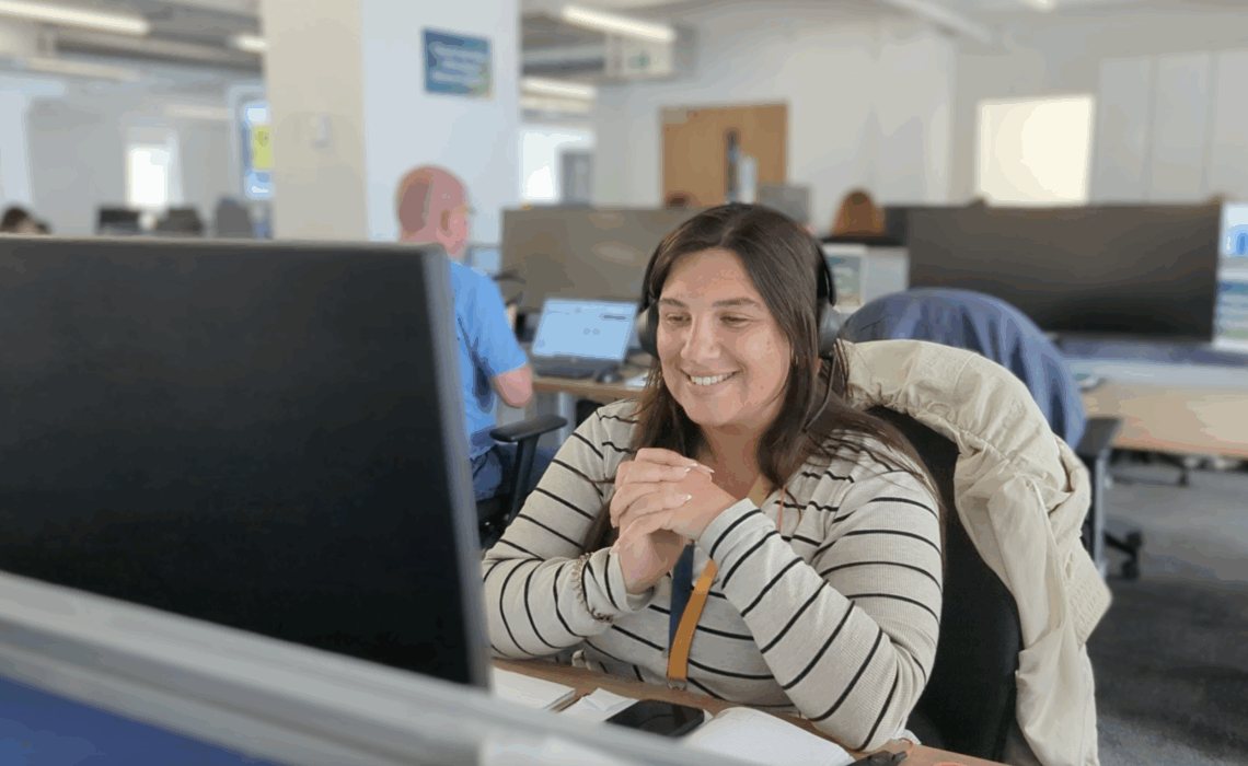 Customer Services assistant talking on the phone