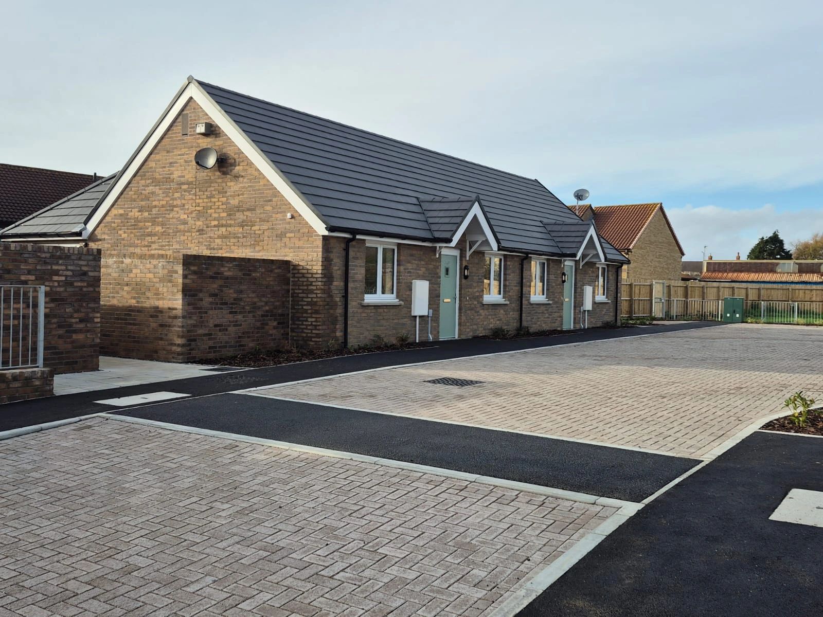 new build semi-detached bungalows in Harvey Crescent