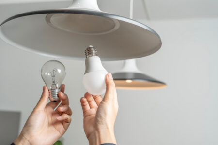 someone replacing a lightbulb